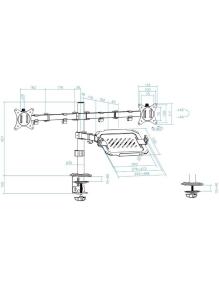 Soporte para 2 Monitores y 1 Portátil TooQ DB1202TN-B/ hasta 9kg