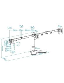 Soporte para 3 Monitores TooQ DB1704TN-B/ hasta 7kg