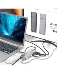 Docking USB Tipo-C Aisens ASUC-12P005-GR/ 2xHDMI/ 3xUSB/ 2xUSB Tipo-C/ 1xRJ45/ 1xAudio/ 1xLector Tarjetas/ 1x Jack/ 1xUSB Tipo-C