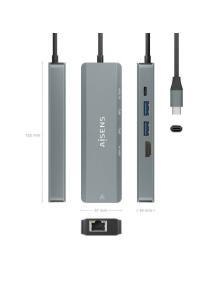 Docking USB Tipo-C Aisens ASUC-5P011-GR/ 1xHDMI/ 2xUSB/ 1xRJ45/ 1xUSB Tipo-C/ 1xUSB Tipo-C PD/ Gris