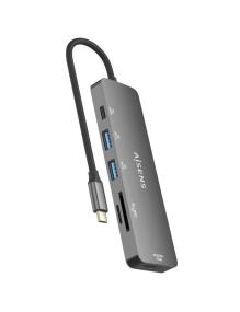 Docking USB Tipo-C Aisens ASUC-6P016-GR/ 1xHDMI/ 2xUSB/ 1xLector Tarjetas/ 1xUSB Tipo-C PD/ Gris