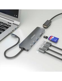 Docking USB Tipo-C Aisens ASUC-6P016-GR/ 1xHDMI/ 2xUSB/ 1xLector Tarjetas/ 1xUSB Tipo-C PD/ Gris