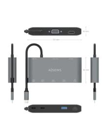 Docking USB Tipo-C Aisens ASUC-8P010-GR/ 1xHDMI/ 1xVGA/ 2xUSB/ 1xRJ45/ 2xUSB Tipo-C/ 1xUSB Tipo-C PD/ Gris