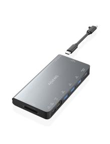 Docking USB Tipo-C Aisens ASUC-8P015-GR/ 1xHDMI/ 3xUSB/ 1xRJ45/ 1xLector Tarjetas / 1xUSB Tipo-C/ Gris