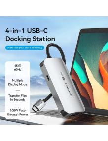 Docking USB Tipo-C Vention TQAHB/ 1xHDMI/ 1xUSB/ 1xVGA/ 1xUSB Tipo-C PD/ Gris