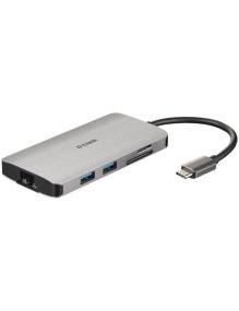 Docking USB Tipo-C D-Link DUB-M810/ 3xUSB/ 1xUSB Tipo-C/ 1xThunderbolt/ 1xHDMI/ 1xRJ45/ 1xLector tarjetas/ Gris