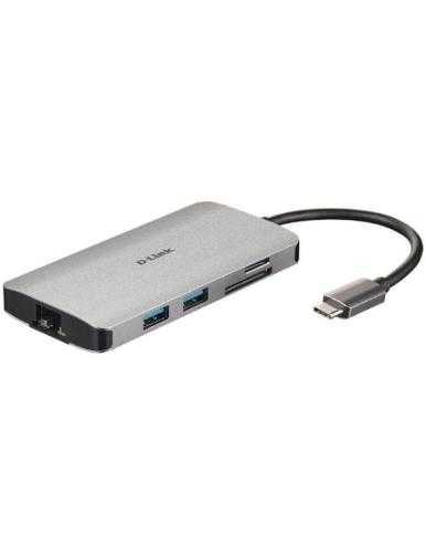 Docking USB Tipo-C D-Link DUB-M810/ 3xUSB/ 1xUSB Tipo-C/ 1xThunderbolt/ 1xHDMI/ 1xRJ45/ 1xLector tarjetas/ Gris