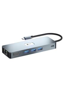 Docking USB Tipo-C Leotec LEDS03/ 3xUSB/ 1xUSB Tipo-C PD/ 1xHDMI 4K/ 1 xDisplayPort/ 1xVGA/ 1xAudio/ 1xRJ45/ 1xLector Tarjetas S