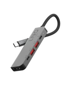 Docking USB Tipo-C Linq LQ48014/ 1xUSB Tipo-C/ 2xUSB/ 1xHDMI 4K/ 1xUSB Tipo-C PD/ Gris