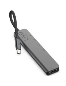 Docking USB Tipo-C Linq LQ48016/ 1xUSB Tipo-C/ 2xUSB/ 1xHDMI 4K/ 1xLector de Tarjeta SD y Micro/ 1xUSB Tipo-C PD/ Gris