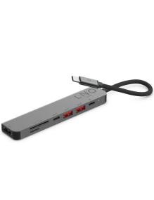 Docking USB Tipo-C Linq LQ48016/ 1xUSB Tipo-C/ 2xUSB/ 1xHDMI 4K/ 1xLector de Tarjeta SD y Micro/ 1xUSB Tipo-C PD/ Gris