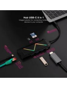 Docking USB Tipo-C Nanocable 10.16.0801/ 3xUSB/ 1xUSB Tipo-C PD/ 1xHDMI/ 1xRJ45/ 1xLector Tarjetas SD TF