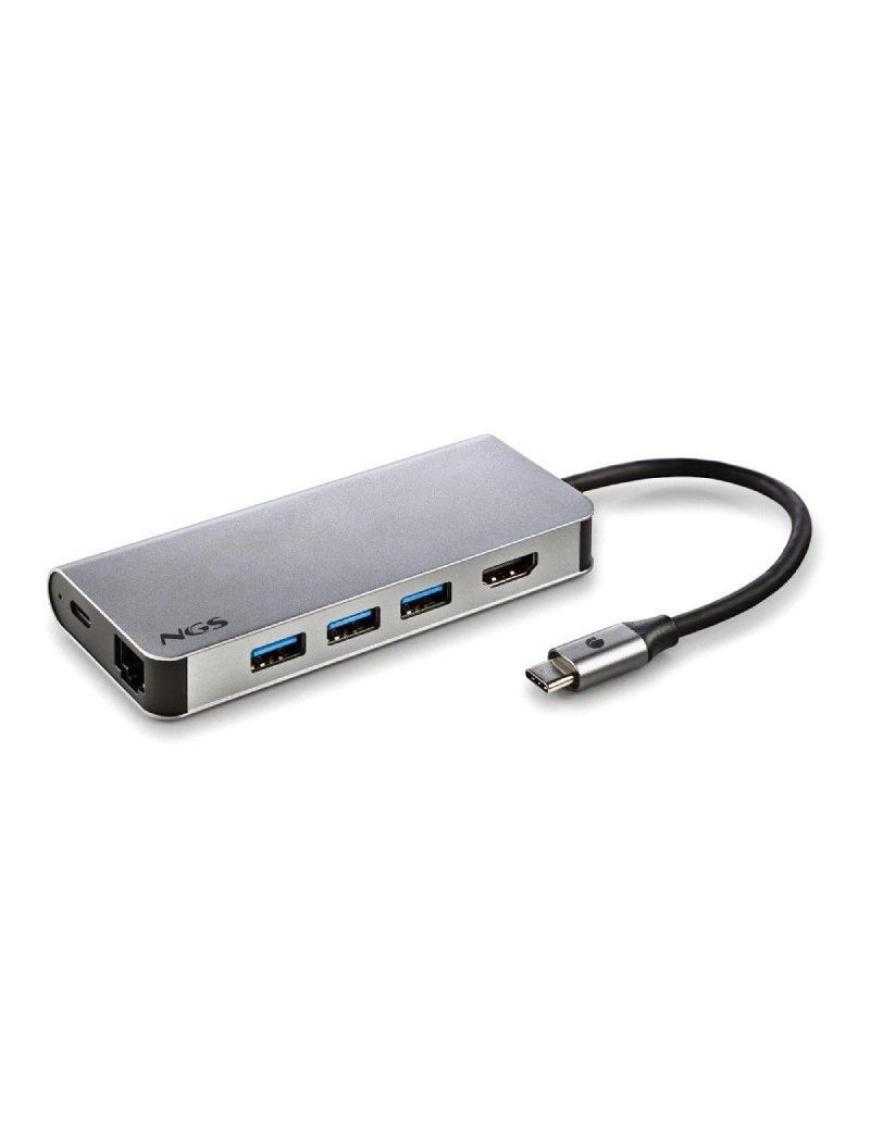 Docking USB Tipo-C NGS WonderDock8/ 3xUSB/ 1xUSB Tipo-C DP/ 1xHDMI/ 1xRJ45/ 1xLector Tarjetas SD