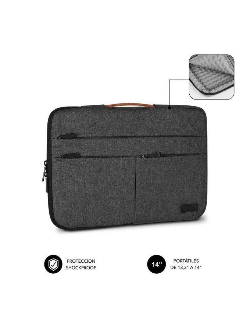 Funda Subblim Air Padding 360 Sleeve para Portátiles hasta 14'/ Gris Oscuro