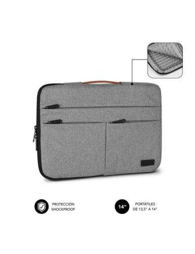 Funda Subblim Air Padding 360 Sleeve para Portátiles hasta 14'/ Gris Claro