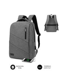 Mochila Subblim City Backpack para Portátiles hasta 15.6'/ Puerto USB/ Gris