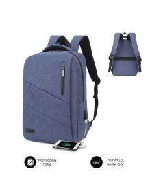 Mochila Subblim City Backpack para Portátiles hasta 15.6'/ Puerto USB/ Azul