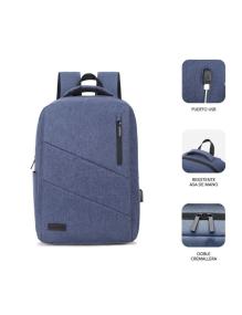 Mochila Subblim City Backpack para Portátiles hasta 15.6'/ Puerto USB/ Azul