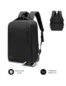 Mochila Subblim City Backpack para Portátiles hasta 15.6'/ Puerto USB/ Negra