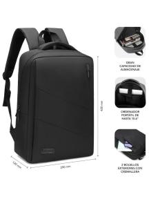 Mochila Subblim City Backpack para Portátiles hasta 15.6'/ Puerto USB/ Negra