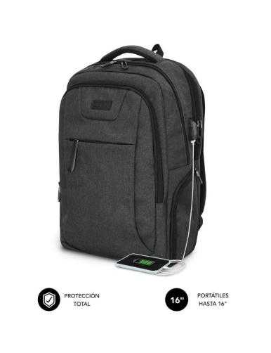 Mochila Subblim Professional Air Padding Backpack para Portátiles hasta 16'/ Puerto USB/ Negra