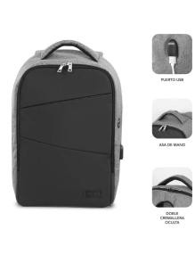 Mochila Subblim Secure V2 AP para Portátiles hasta 15.6'/ Puerto USB/ Antirrobo/ Gris