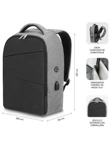 Mochila Subblim Secure V2 AP para Portátiles hasta 15.6'/ Puerto USB/ Antirrobo/ Gris