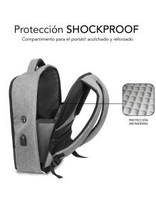 Mochila Subblim Secure V2 AP para Portátiles hasta 15.6'/ Puerto USB/ Antirrobo/ Gris