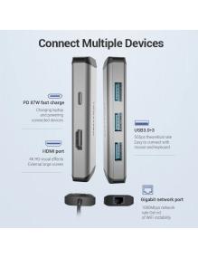 Docking USB Tipo-C Vention CNCHB/ 1xHDMI/ 3xUSB/ 1xUSB Tipo-C PD/ 1xRJ45/ Gris