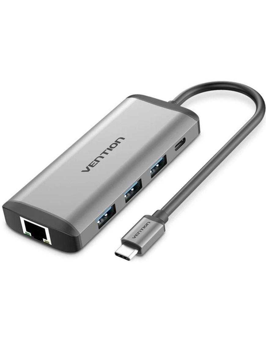 Docking USB Tipo-C Vention CNDHB/ 1xHDMI/ 3xUSB/ 1xUSB Tipo-C PD/ 1xRJ45/ 1xLector tarjetas/ Gris