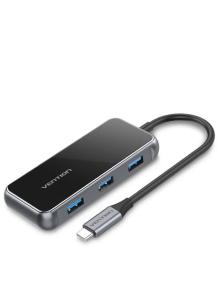 Docking USB Tipo-C Vention TFFHB/ 1xHDMI 4K/ 3xUSB/ 1xRJ45/ 1xUSB Tipo-C PD/ Gris