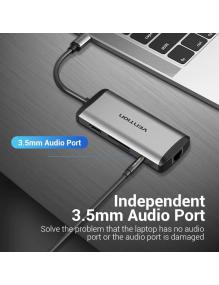 Docking USB Tipo-C Vention THAHB/ 1xHDMI/ 3xUSB/ 1xUSB Tipo-C PD/ 1xRJ45/ 1xLector tarjetas/ 1xAudio/ Gris