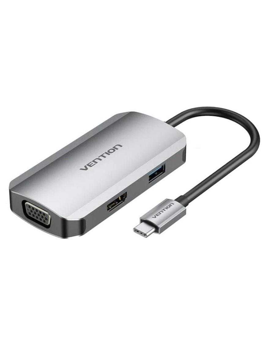 Docking USB Tipo-C Vention TOAHB/ 1xHDMI/ 1xVGA/ 1xUSB/ 1xUSB Tipo-C PD/ Gris