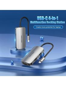 Docking USB Tipo-C Vention TOAHB/ 1xHDMI/ 1xVGA/ 1xUSB/ 1xUSB Tipo-C PD/ Gris