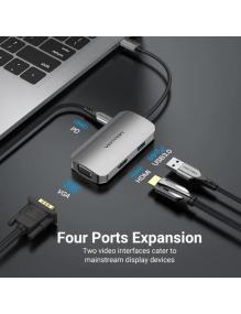 Docking USB Tipo-C Vention TOAHB/ 1xHDMI/ 1xVGA/ 1xUSB/ 1xUSB Tipo-C PD/ Gris