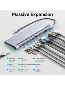 Docking USB Tipo-C Vention THTHC/ 1xHDMI/ 1xVGA/ 3xUSB/ 1xUSB Tipo-C/ 1xUSB Tipo-C PD/ 1xRJ45/ 1xLector Tarjetas SD y MicroSD/ J