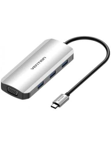 Docking USB Tipo-C Vention TOIHB/ 1xHDMI/ 1xVGA/ 3xUSB/ 1xUSB Tipo-C PD/ Gris