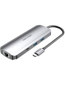 Docking USB Tipo-C Vention TOMHB/ 1xHDMI/ 2xUSB/ 1xUSB Tipo-C/ 1xUSB Tipo-C PD/ 1xRJ45/ 1xLector Tarjetas SD y MicroSD/ Jack 3.5