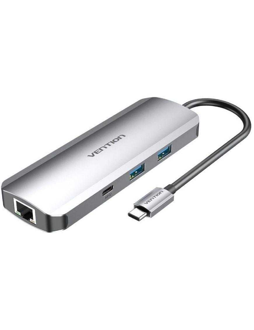 Docking USB Tipo-C Vention TOMHB/ 1xHDMI/ 2xUSB/ 1xUSB Tipo-C/ 1xUSB Tipo-C PD/ 1xRJ45/ 1xLector Tarjetas SD y MicroSD/ Jack 3.5