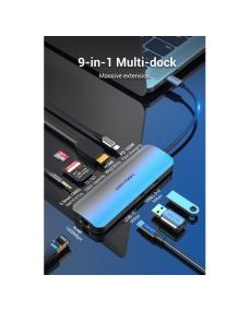 Docking USB Tipo-C Vention TOMHB/ 1xHDMI/ 2xUSB/ 1xUSB Tipo-C/ 1xUSB Tipo-C PD/ 1xRJ45/ 1xLector Tarjetas SD y MicroSD/ Jack 3.5