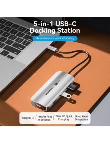 Docking USB Tipo-C Vention TQDHB/ 1xHDMI 4K/ 3xUSB/ 1xUSB Tipo-C PD/ Gris