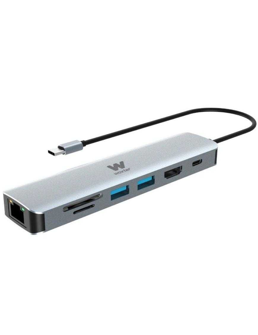 Docking USB Tipo-C Woxter PE26-181/ 1xHDMI/ 2xUSB/ 1xLector de Tarjetas/ 1xRJ45/ 1xMicroUSB/ Gris