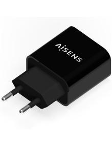 Cargador de Pared Aisens A110-0538/ 1xUSB Tipo-C PD3.0/ 20W/ Negro