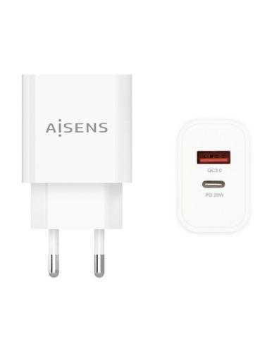 Cargador de Pared Aisens A110-0681/ 1xUSB Tipo-C/ 1xUSB/ 20W