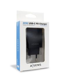 Cargador de Pared Aisens ASCH-1PD20-BK/ 1xUSB Tipo-C/ 20W