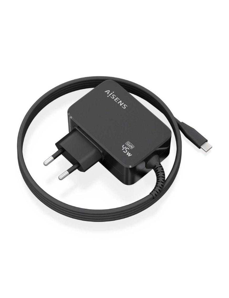 Cargador Gan de Pared Aisens ASCH-1PD45WL032-BK/ 1xUSB Tipo-C + Cable 1.8m/ 45W