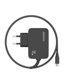 Cargador Gan de Pared Aisens ASCH-1PD45WL032-BK/ 1xUSB Tipo-C + Cable 1.8m/ 45W