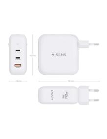 Cargador Gan de Pared Aisens ASCH-140W3P030-W/ 2xUSB Tipo-C/ 1xUSB/ 140W