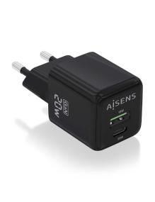 Cargador Gan de Pared Aisens ASCH-20W2P011-BK/ 1xUSB Tipo-C/ 1xUSB/ 20W