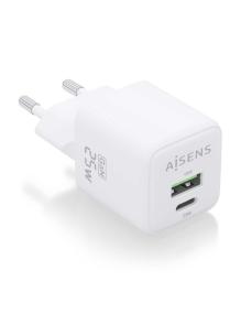 Cargador Gan de Pared Aisens ASCH-25W2P014-W/ 1xUSB Tipo-C/ 1xUSB/ 25W